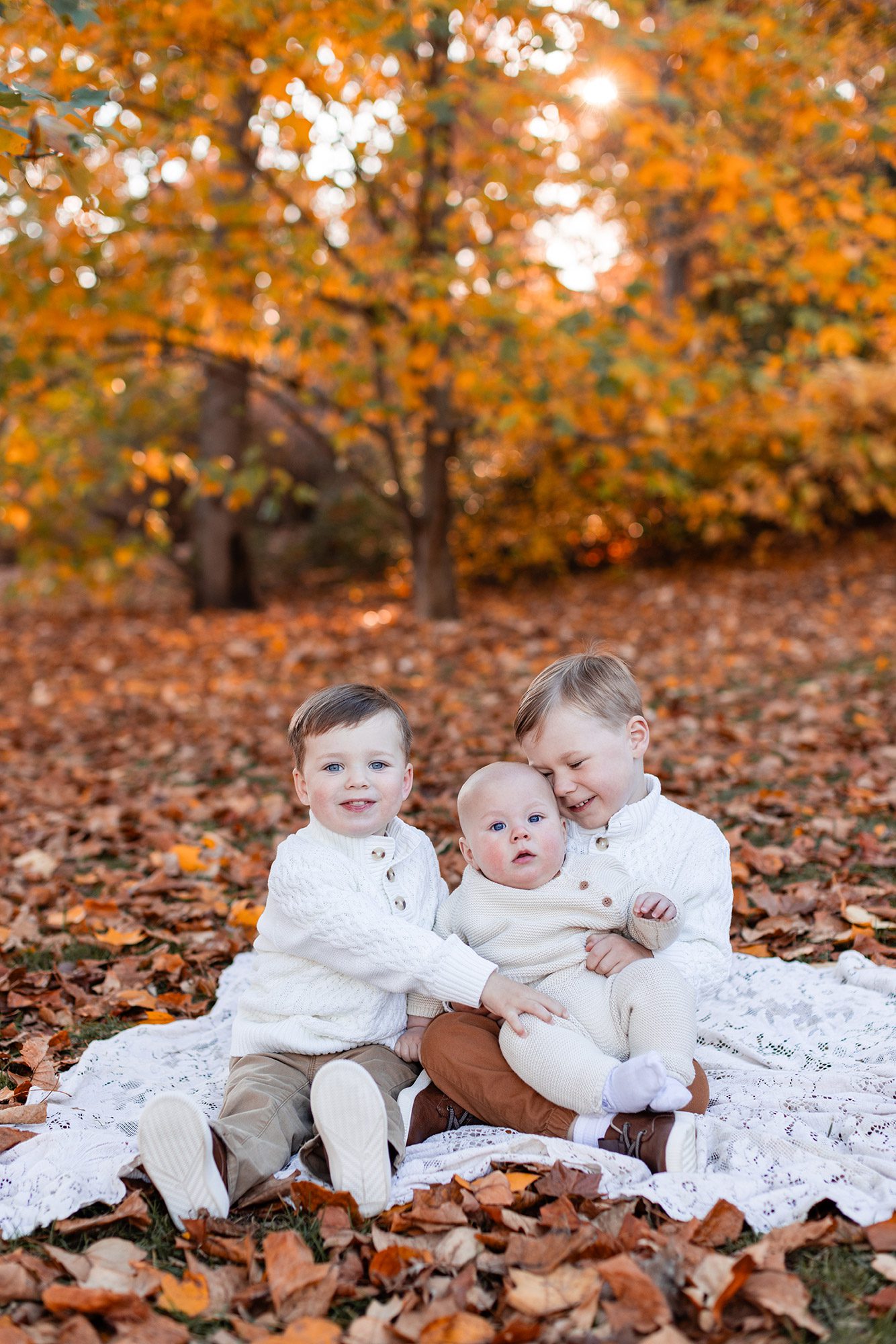 Boston Fall Family Photos - big hugs for brothers