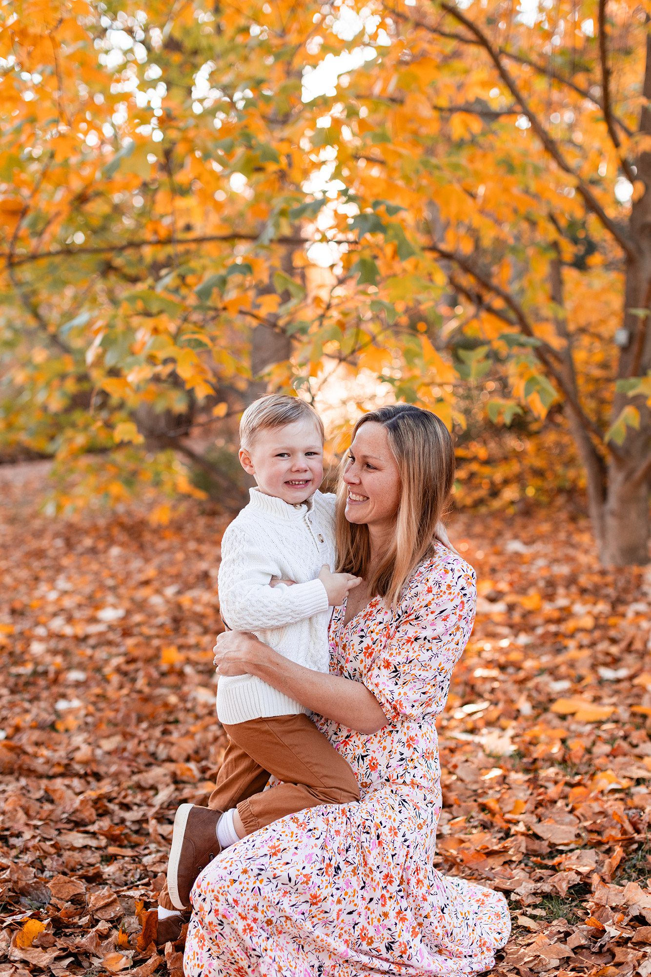 Boston Fall Family Photos - mama looking at her kiddo