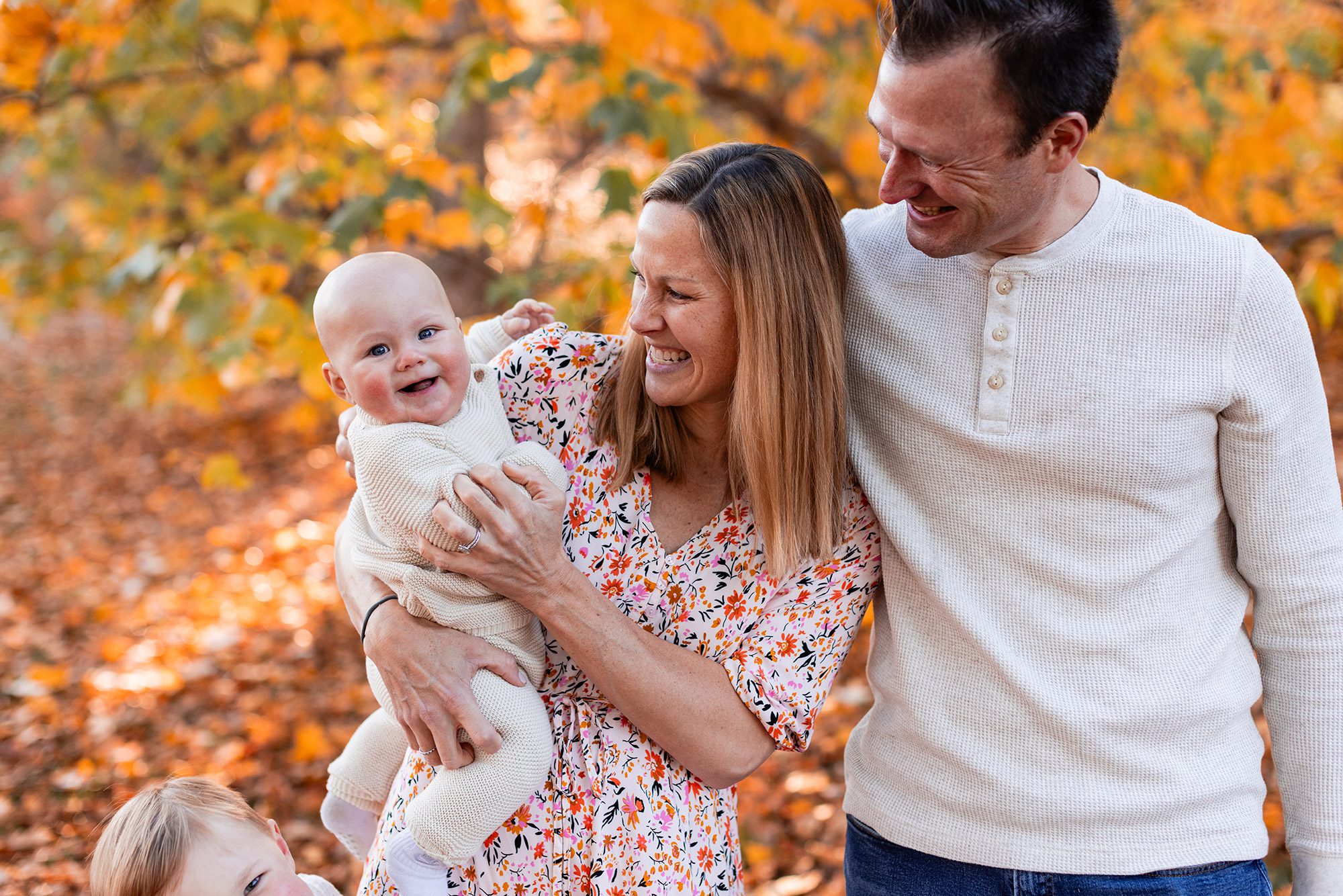 Boston Fall Family Photos - parents with baby boy