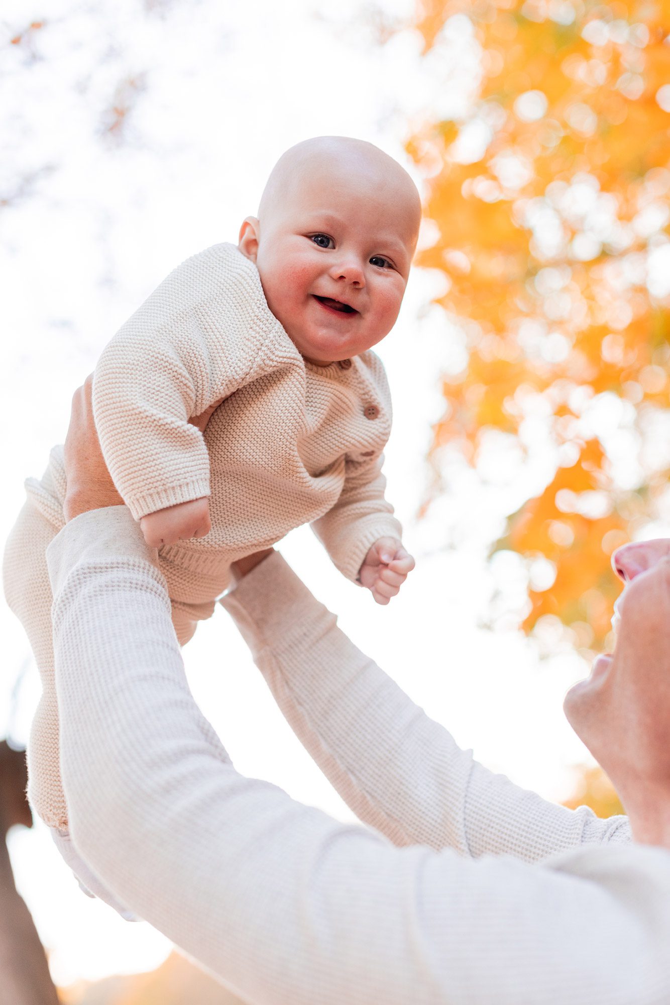Boston Fall Family Photos - baby up in the air
