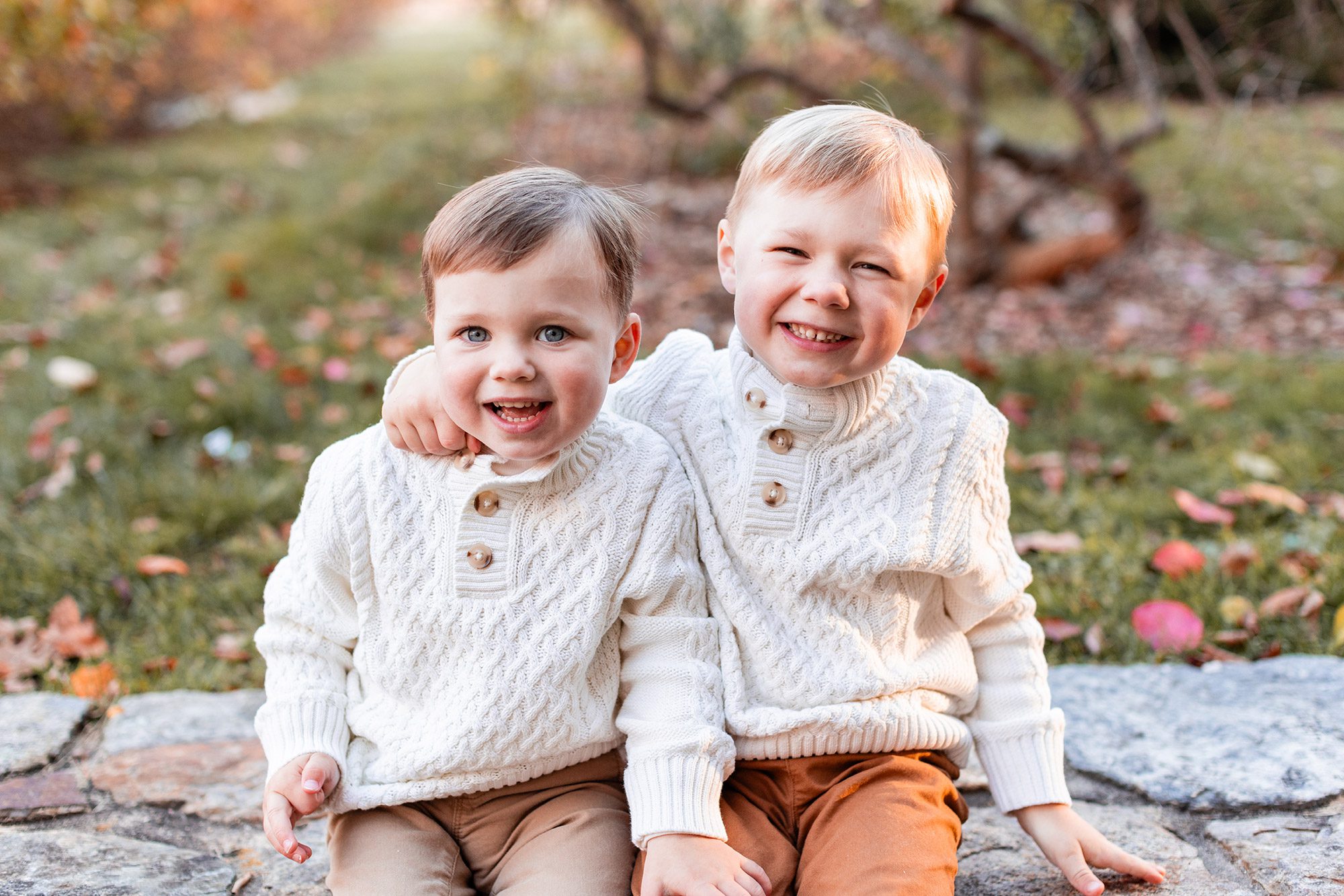 Boston Fall Family Photos - toddlers smiling together