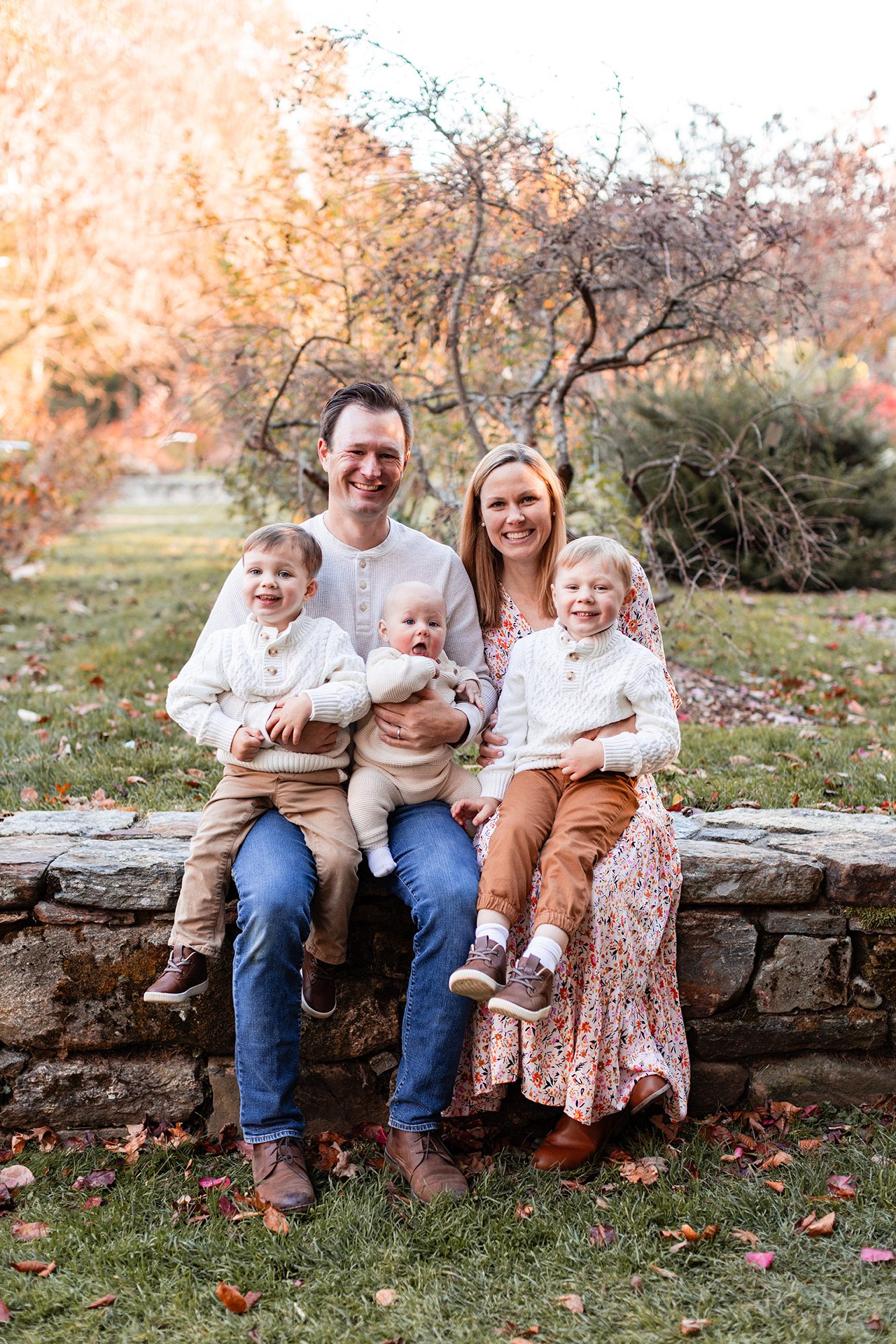 Boston Fall Family Photos - everyone smiling and looking at the camera
