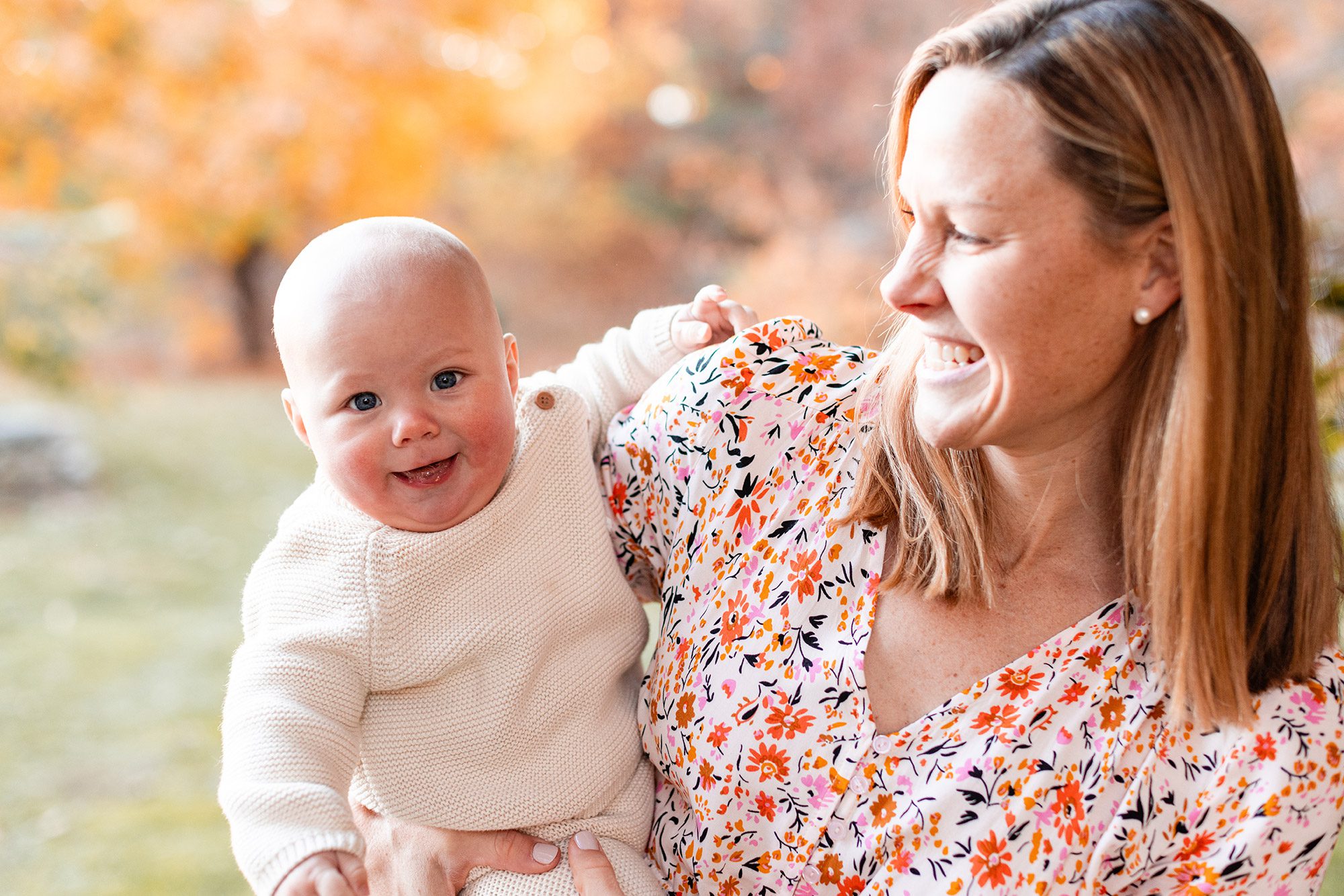 Boston Fall Family Photos - mama and baby