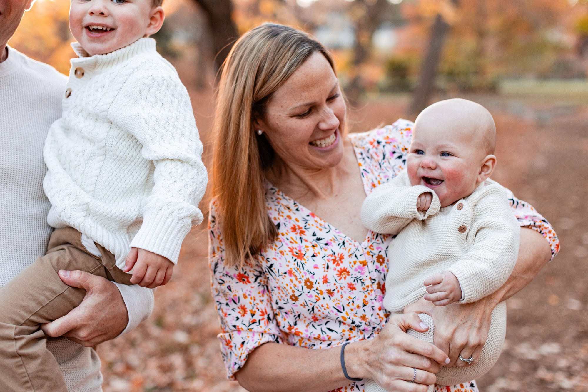 Boston Fall Family Photos - playing together in the arboretum