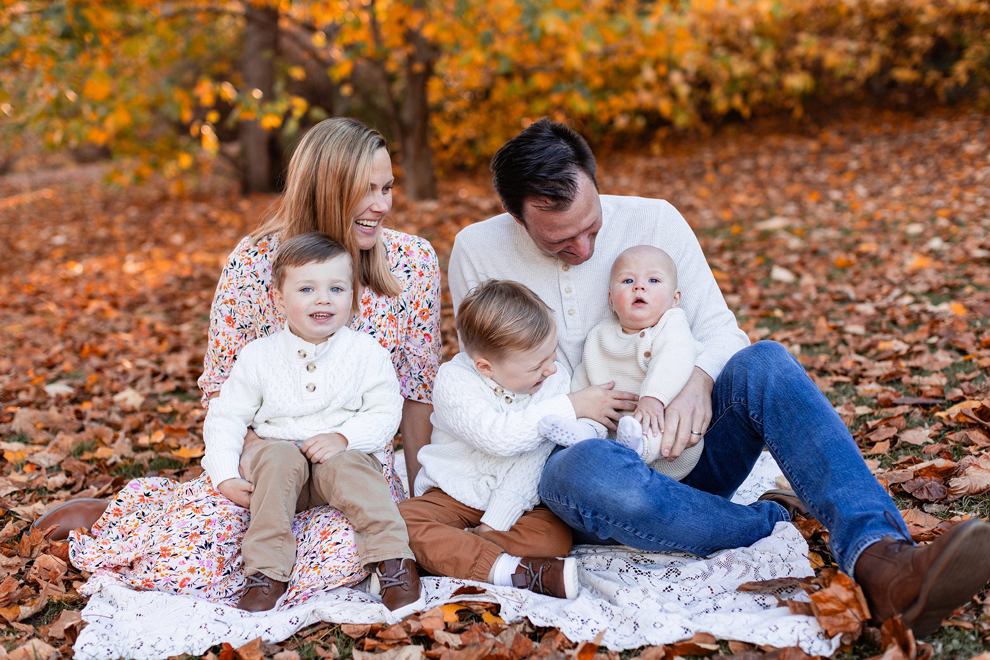 Boston Fall Family Photos - fall foliage for family portraits